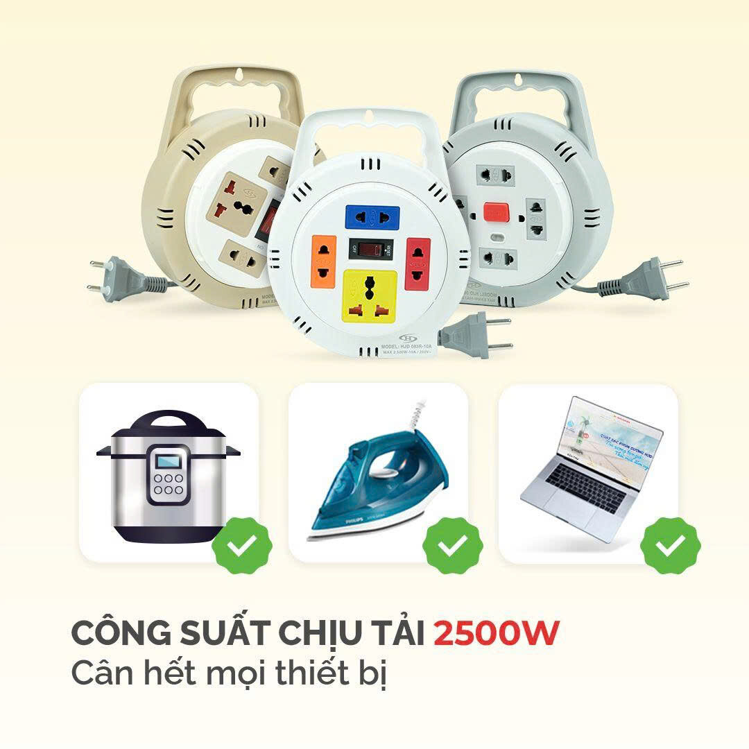 Ổ ĐIỆN TRÒN HJD-082 2500W KÉO DÀI 5M 3 Ổ ĐIỆN TRÒN HJD-082 2500W KÉO DÀI 5M - Ảnh 3