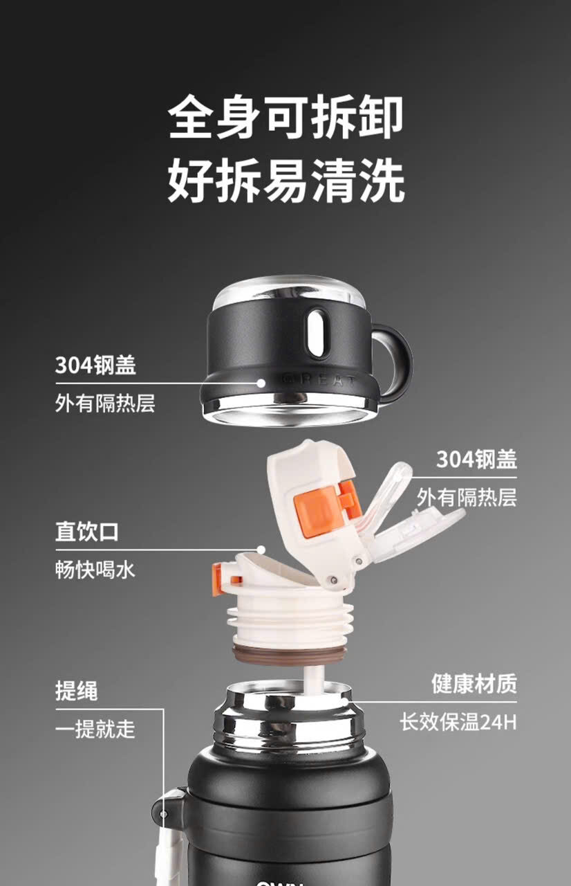 BÌNH GIỮ NHIỆT NẮP CÓ QUAI CẦM ONE 1000ML 2 BÌNH GIỮ NHIỆT NẮP CÓ QUAI CẦM ONE 1000ML - Ảnh 2