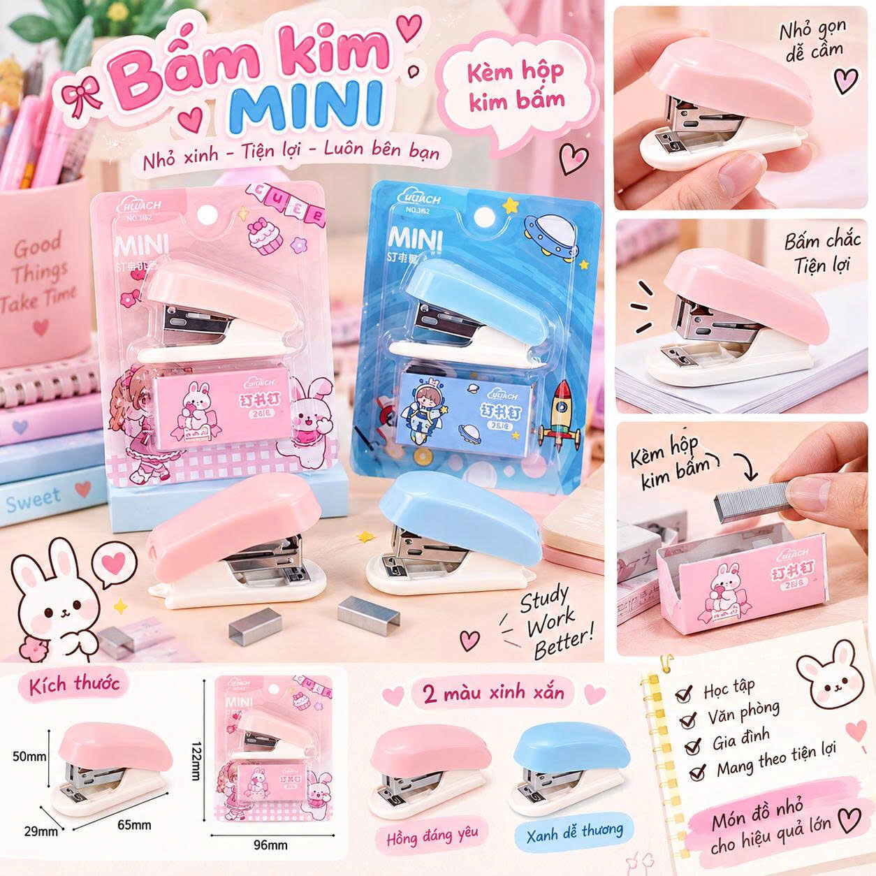 MÁY BẤM KIM MINI BỎ TÚI