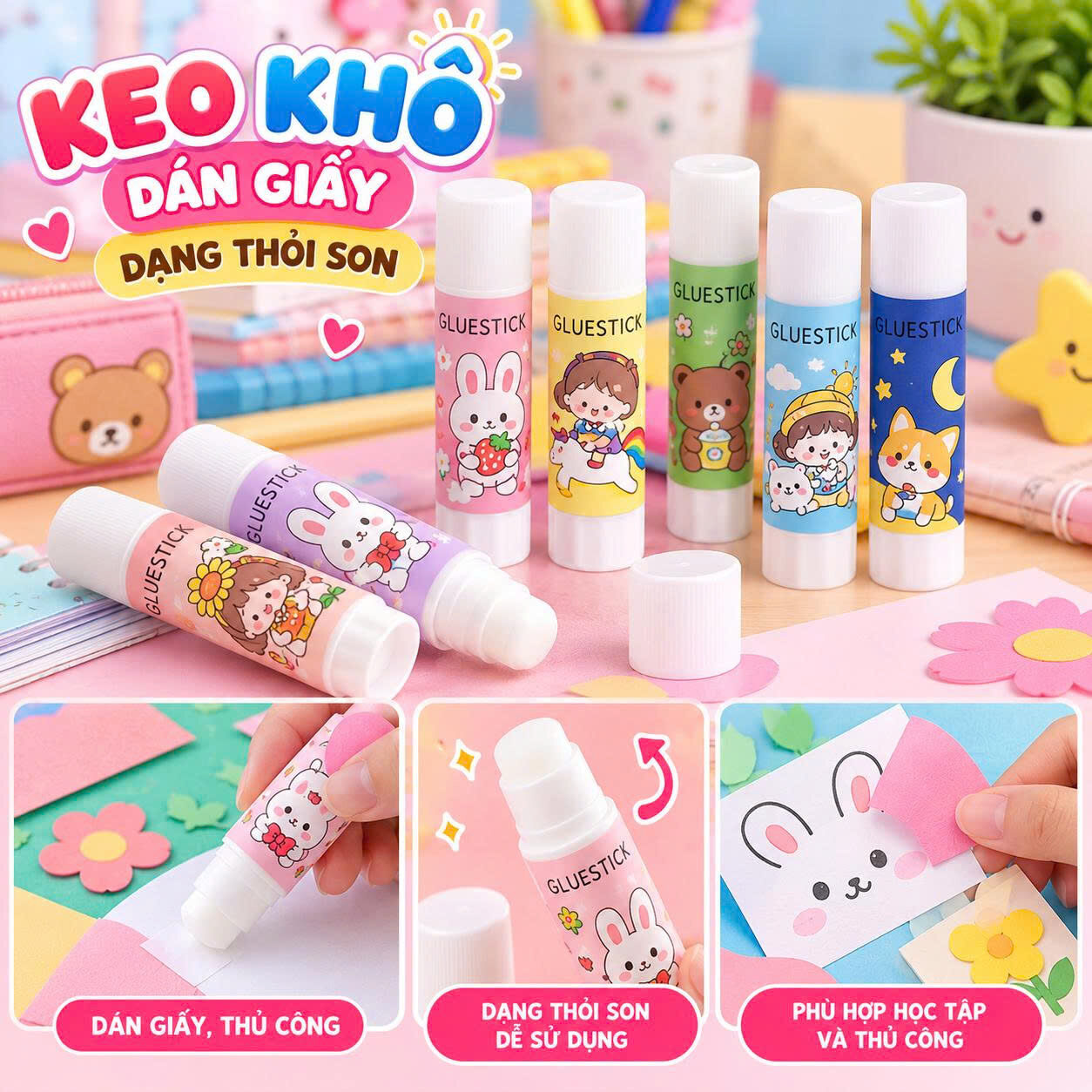 KEO KHÔ DÁN GIẤY THỎI SON