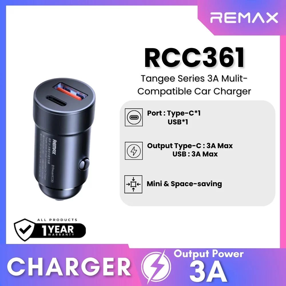 CỐC SẠC XE HƠI REMAX 2 CỔNG RCC361