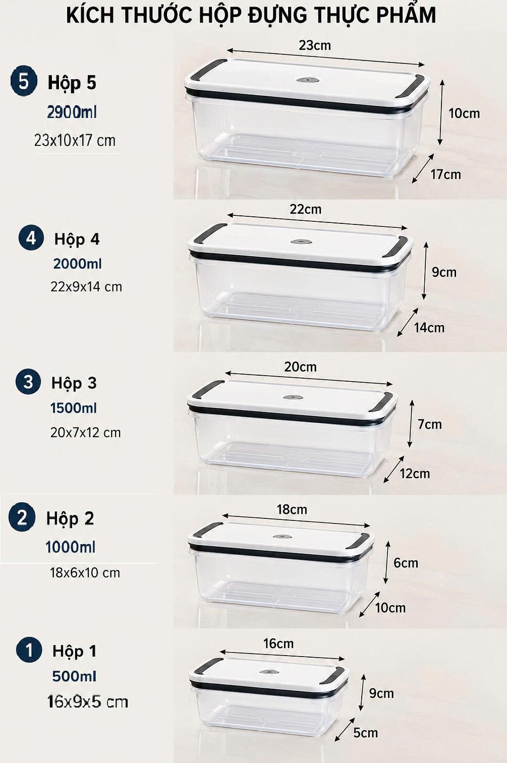COMBO 5 HỘP NHỰA VUÔNG TỦ LẠNH 3 COMBO 5 HỘP NHỰA VUÔNG TỦ LẠNH - Ảnh 3