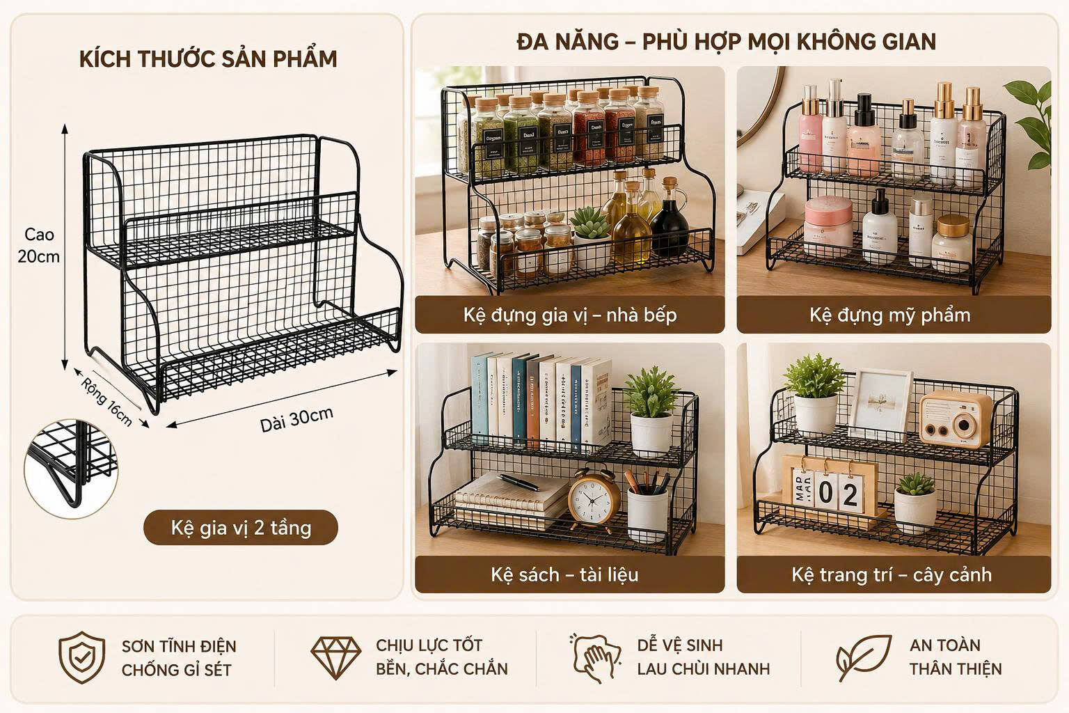 KỆ SẮT ĐỂ BÀN ĐA NĂNG 2 TẦNG 3 KỆ SẮT ĐỂ BÀN ĐA NĂNG 2 TẦNG - Ảnh 3
