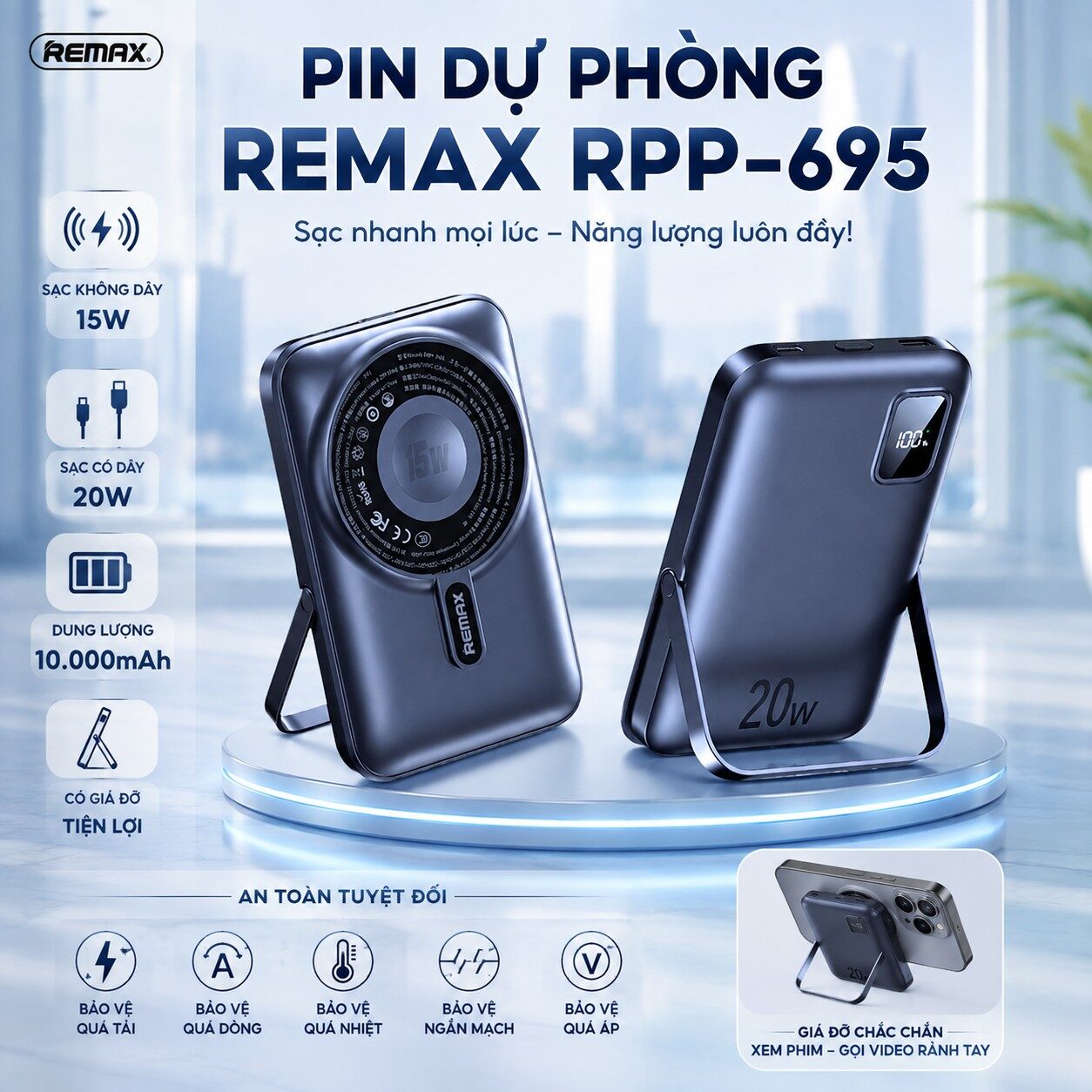 PIN SẠC DỰ PHONG REMAX RPP 695