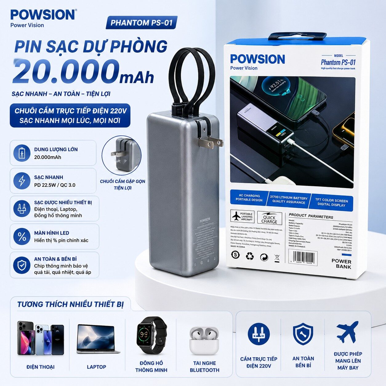 PIN DỰ PHONG PS-01 -LAPTOP, ĐIỆN THOẠI