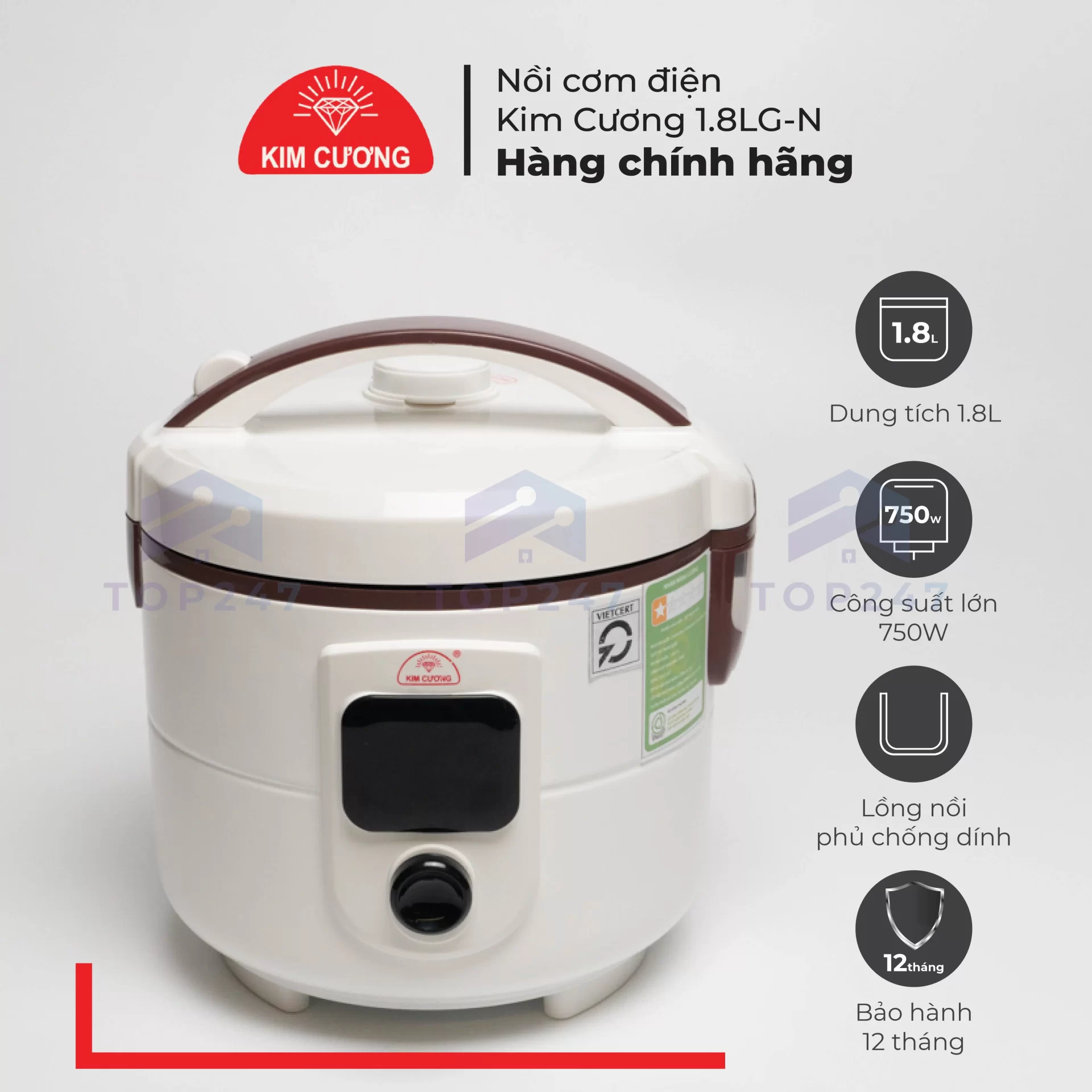 NỒI CƠM KIM CƯƠNG 1.8L NẮP GÀI CHỐNG DÍNH 4 NỒI CƠM KIM CƯƠNG 1.8L NẮP GÀI CHỐNG DÍNH - Ảnh 4