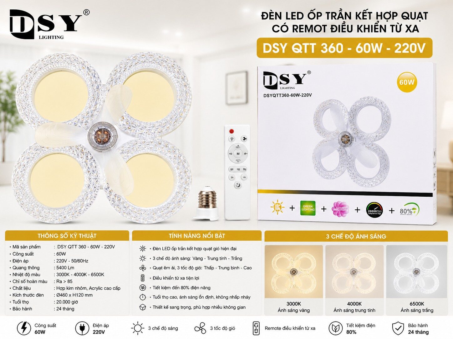 QUẠT TRẦN ĐÈN LED PHA LÊ CAO CẤP 2 QUẠT TRẦN ĐÈN LED PHA LÊ CAO CẤP - Ảnh 2