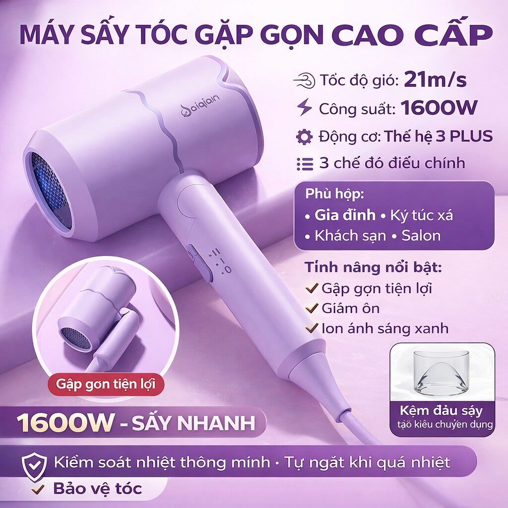 MÁY SẤY TÓC GẤP GON 9199C CÔNG SUẤT-1600W