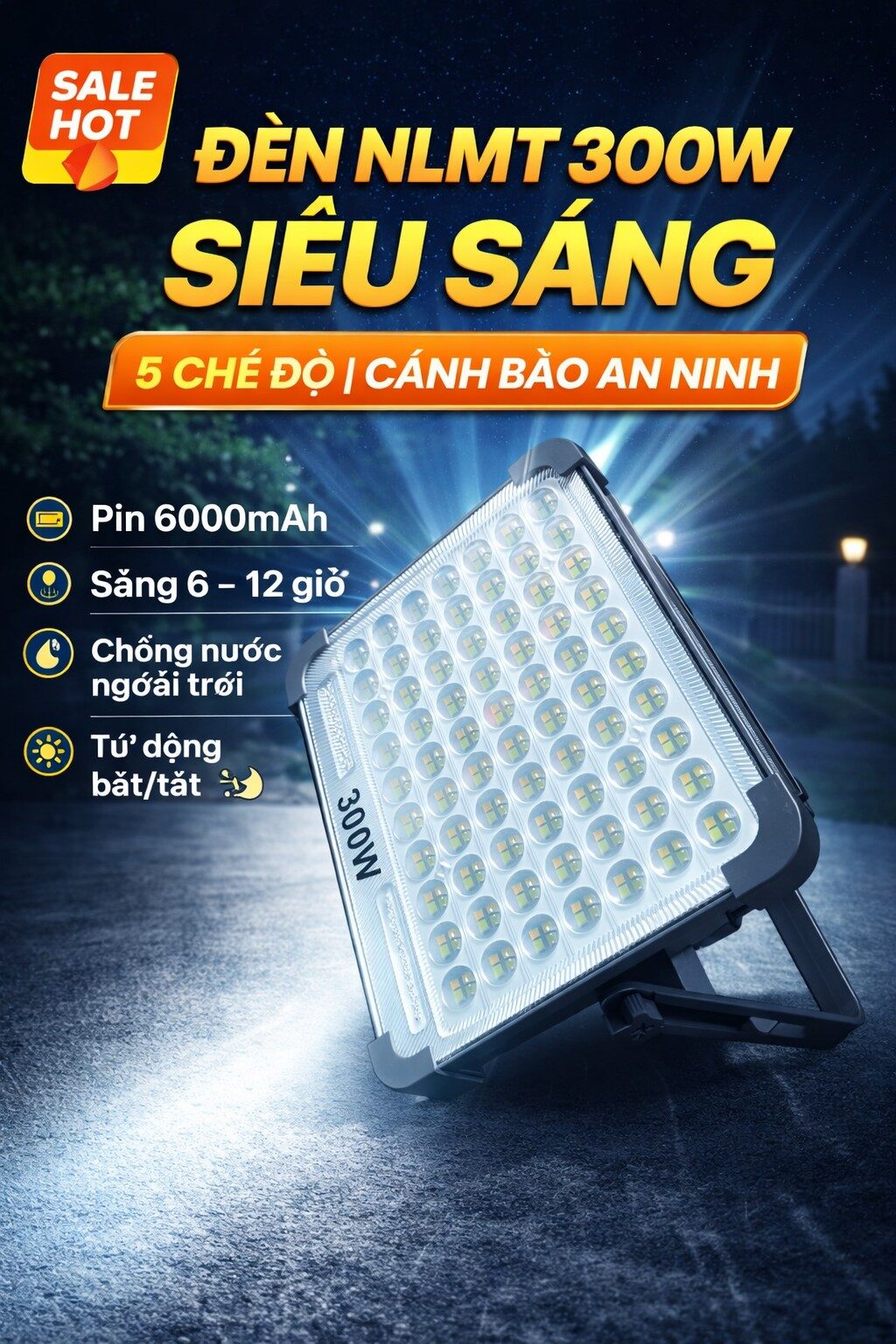 ĐÈN NLMT SIÊU SÁNG 300W MÓC TREO
