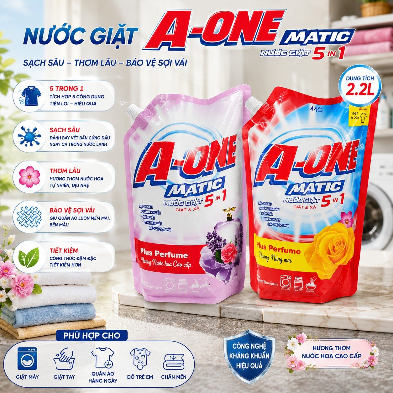 NƯỚC GIẶT A-ONE 2.2L 5IN1
