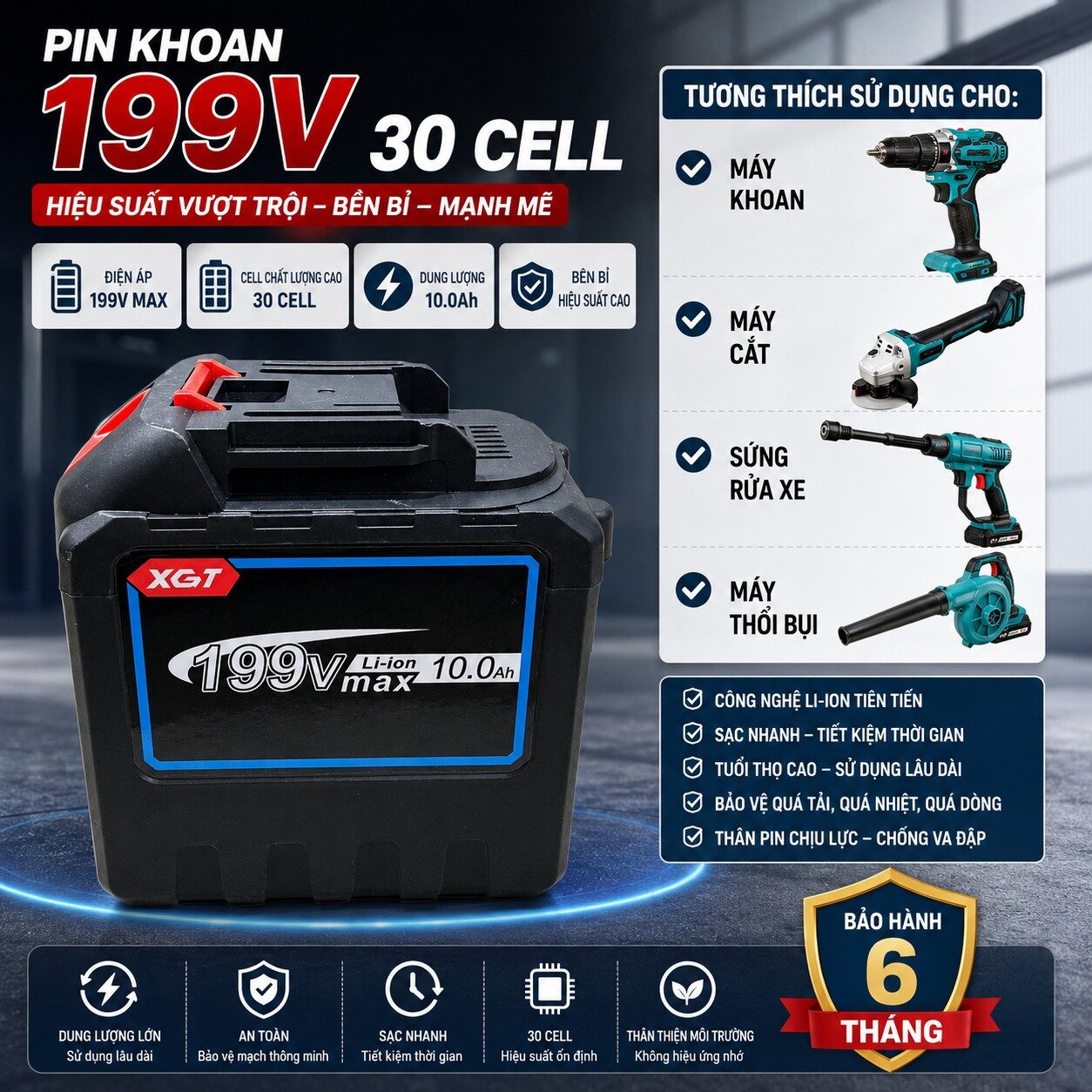 PIN 30 CELL MÁY KHOAN, MÁY QUẠT