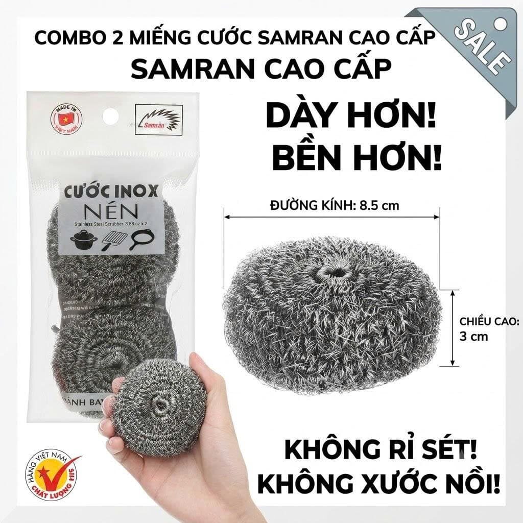 SET 2 MIẾNG CƯỚC INOX CHÀ XOONG SAMRAN