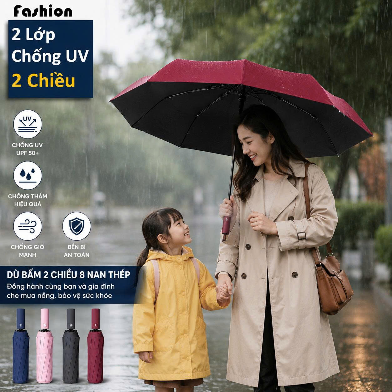 DÙ CẦM TAY NÚT BẤM 2 CHIỀU 3 DÙ CẦM TAY NÚT BẤM 2 CHIỀU - Ảnh 3