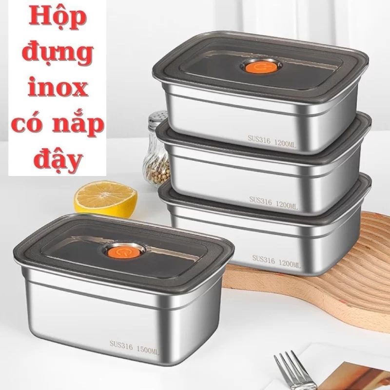 HỘP INOX ĐỰNG THỰC PHẨM ĐỦ SIZE