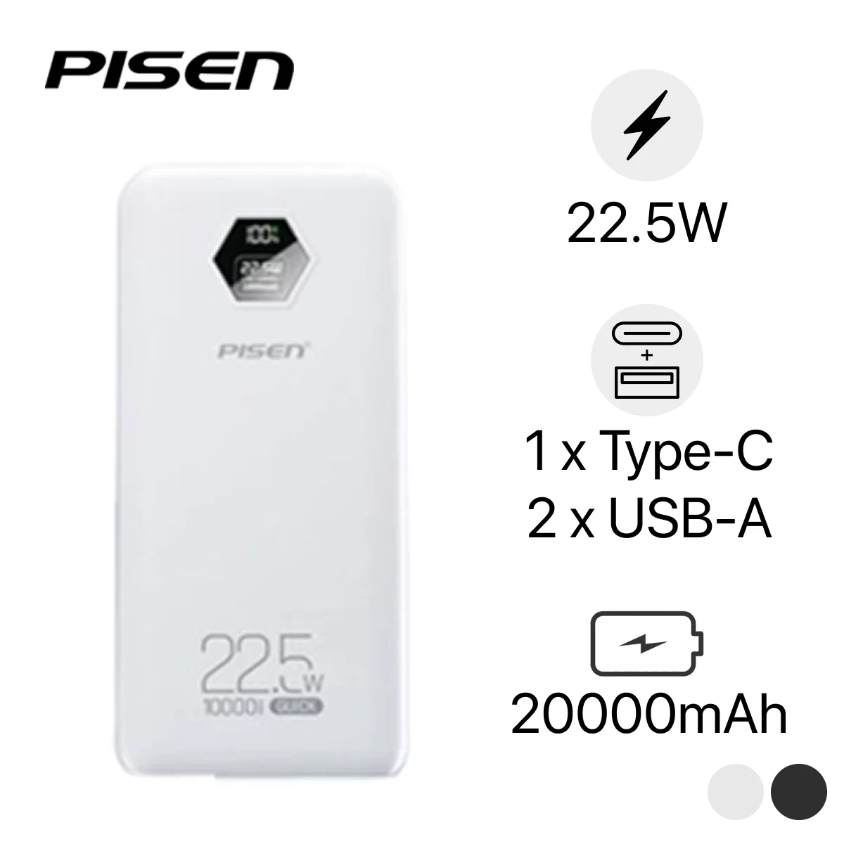 PIN SẠC PISEN D192 DUNG LƯỢNG 20.000MAH 22.5W