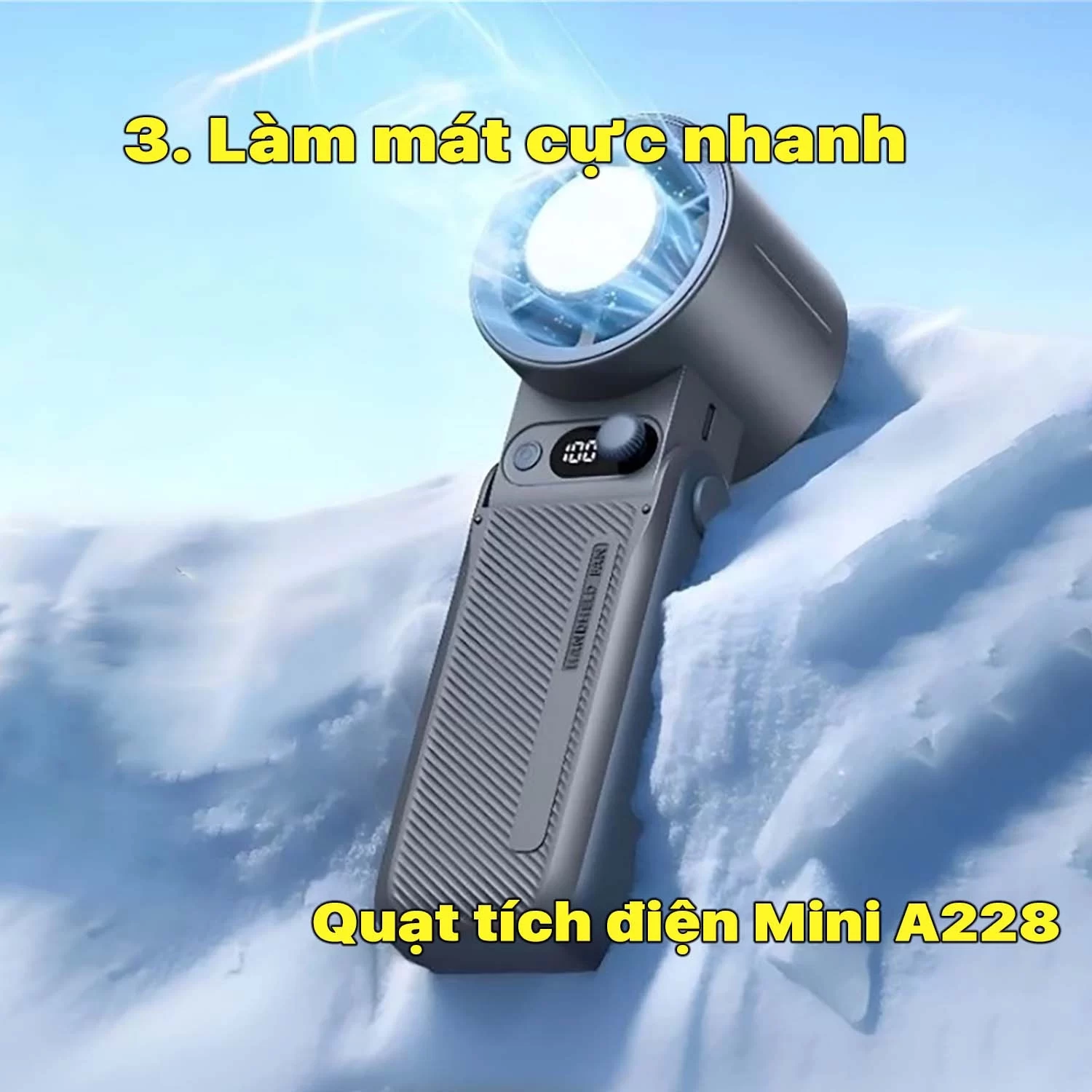 QUẠT CẦM TAY A228 TURBO SÒ LẠNH PIN 6000MAH