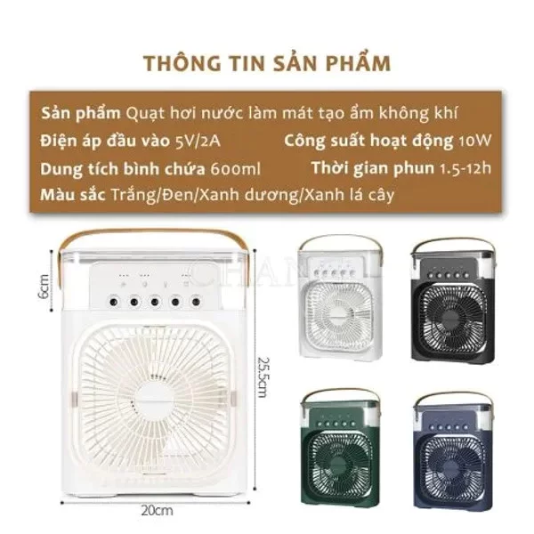 QUẠT HƠI NƯỚC ĐỂ BÀN DUNG TÍCH 400ML 4 QUẠT HƠI NƯỚC ĐỂ BÀN DUNG TÍCH 400ML - Ảnh 4