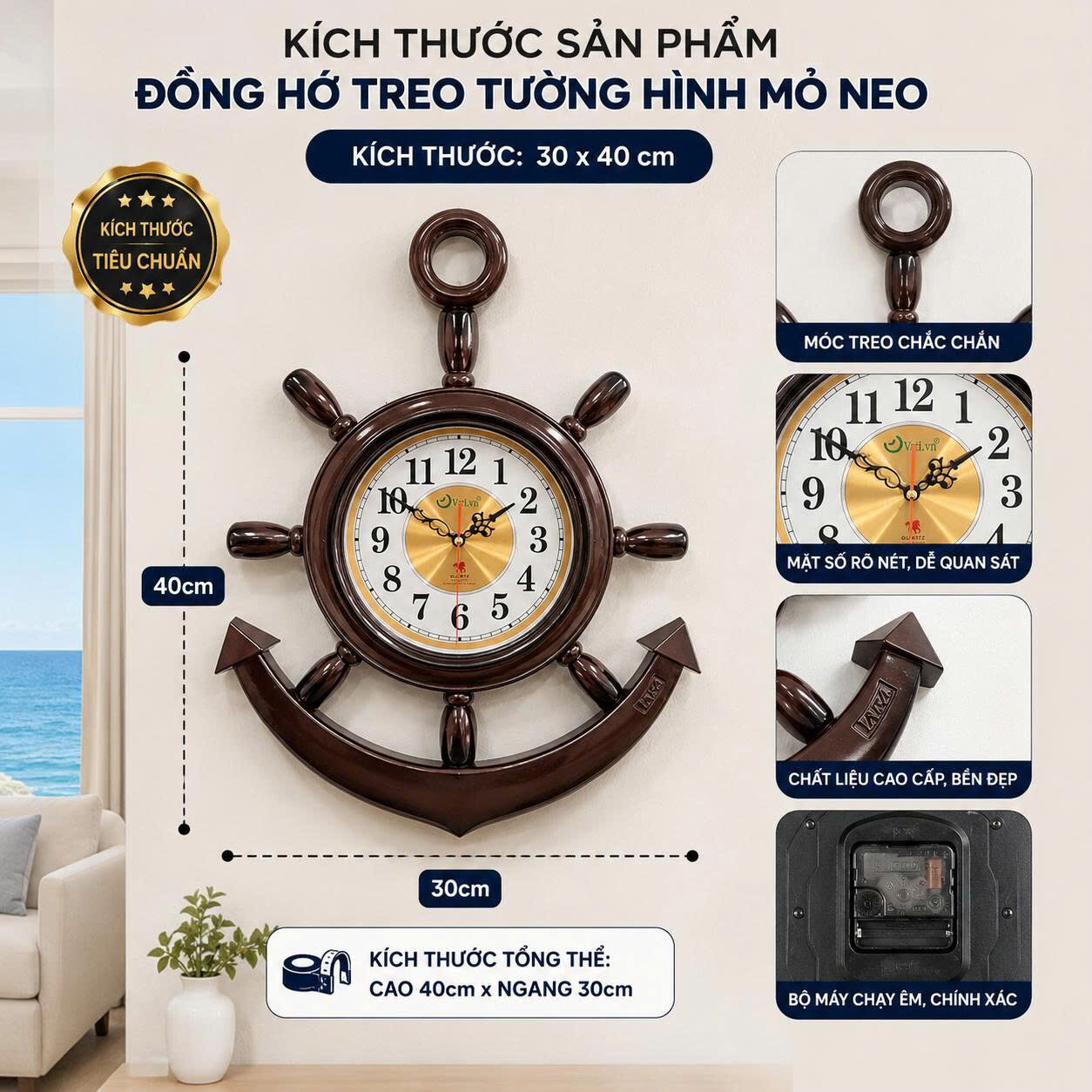 ĐỒNG HỒ TREO TƯỜNG MỎ NEO 4 ĐỒNG HỒ TREO TƯỜNG MỎ NEO - Ảnh 4