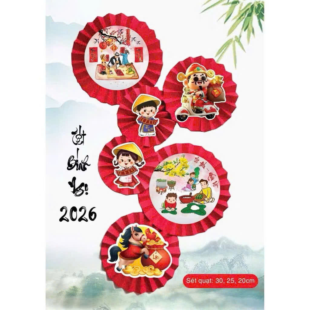 SÉT 6 QUẠT DÁN TƯỜNG DECOR TẾT 2026 7 SÉT 6 QUẠT DÁN TƯỜNG DECOR TẾT 2026 - Ảnh 7