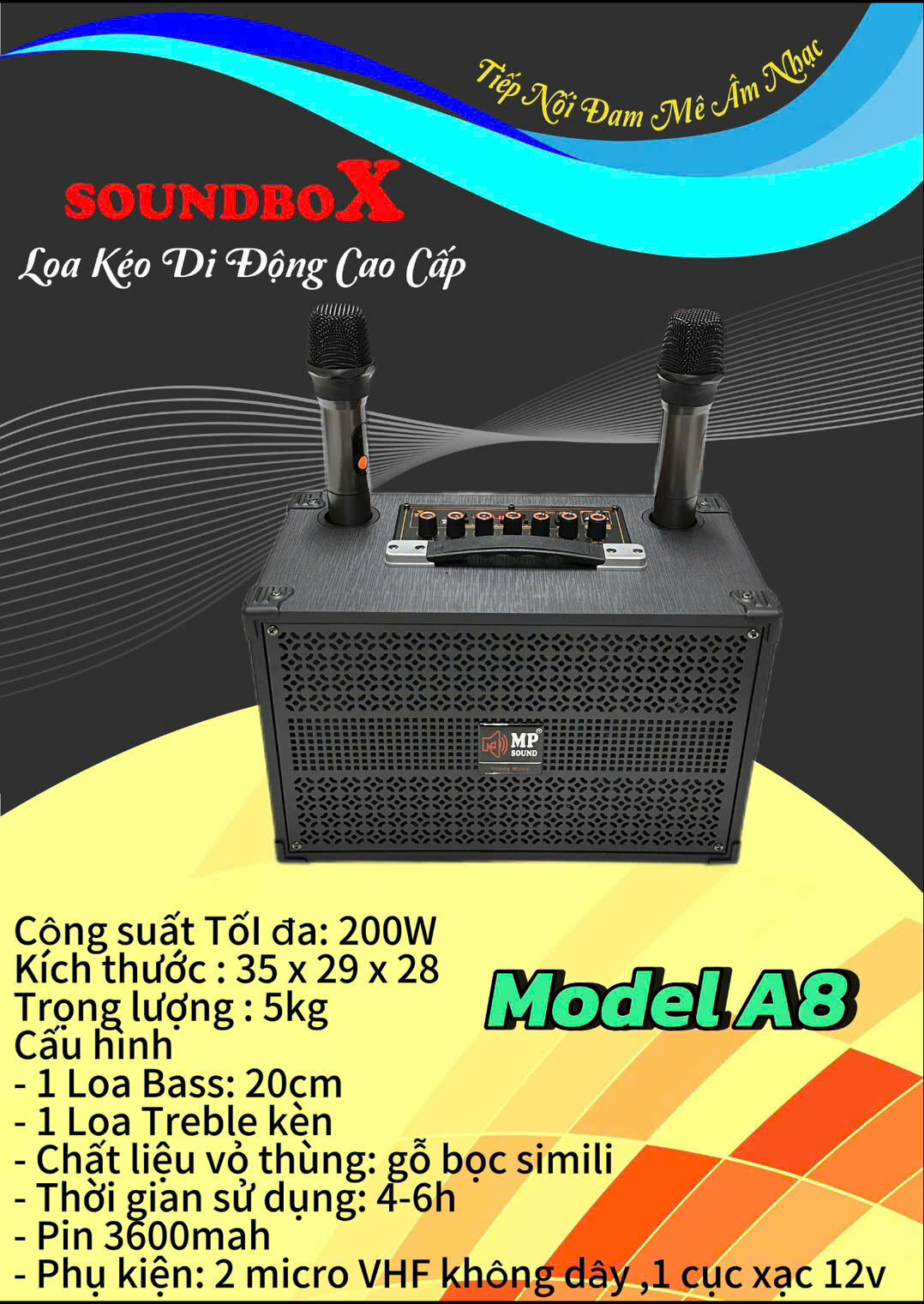 LOA KARAOKE MINI A8 2 MÍC