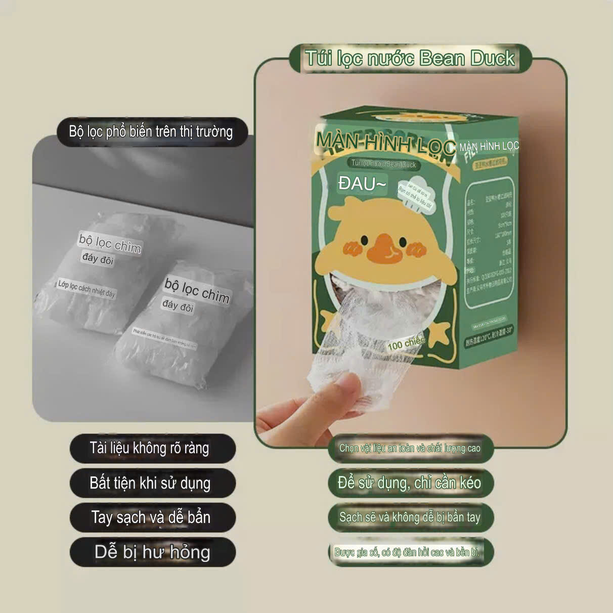 HỘP 100 TÚI LỌC RÁC VỊT VÀNG