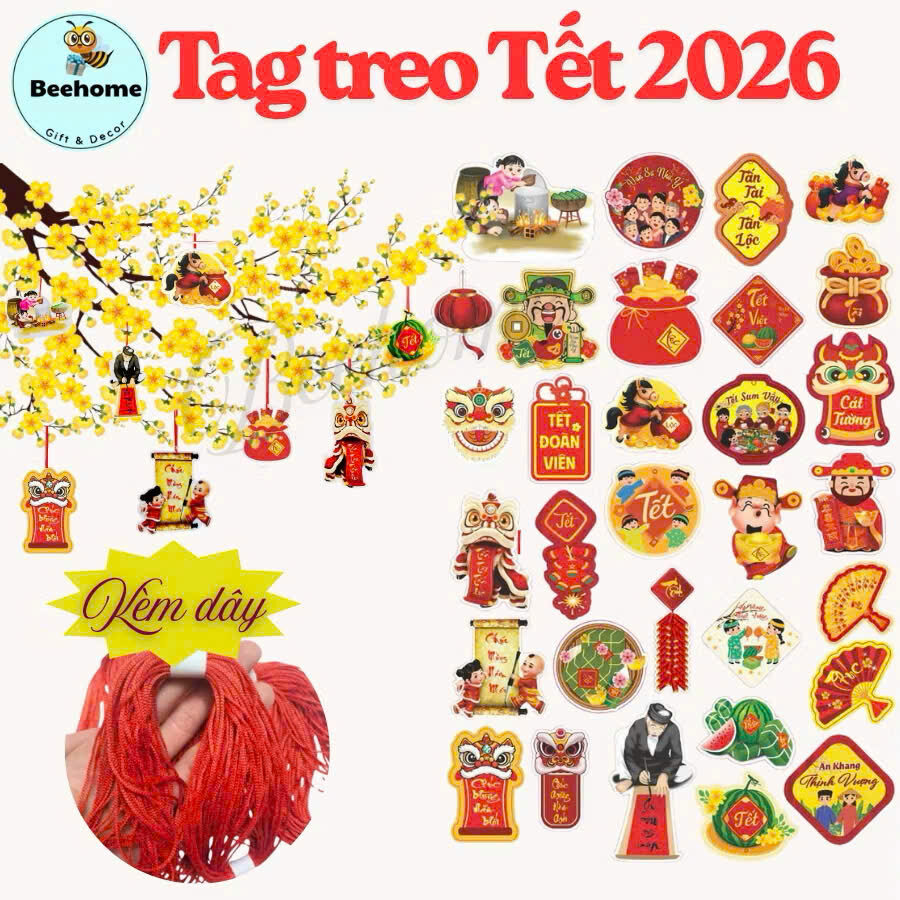 SÉT 30 STICKER NĂM MỚI TREO CÂY CẢNH