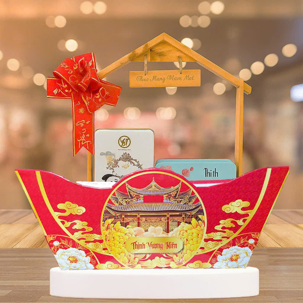 ĐĨA THUYỀN LÀM GIỎ QUÀ TẾT