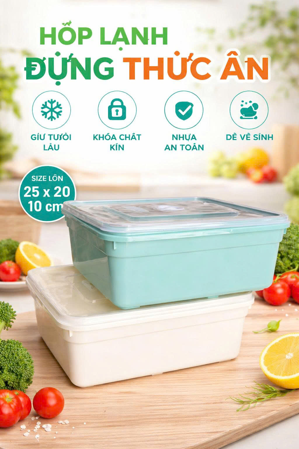 HỘP LẠNH ĐỰNG THỨC ĂN CÓ NẮP