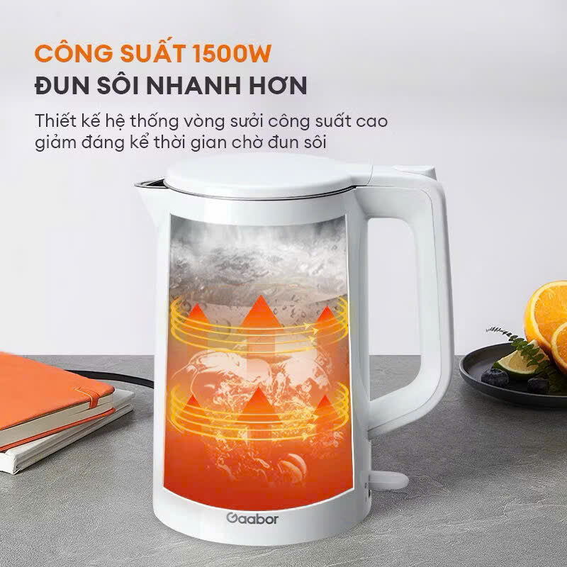 ẤM ĐUN SIÊU TỐC GAARPOR EK20M-WH01A 2.0L