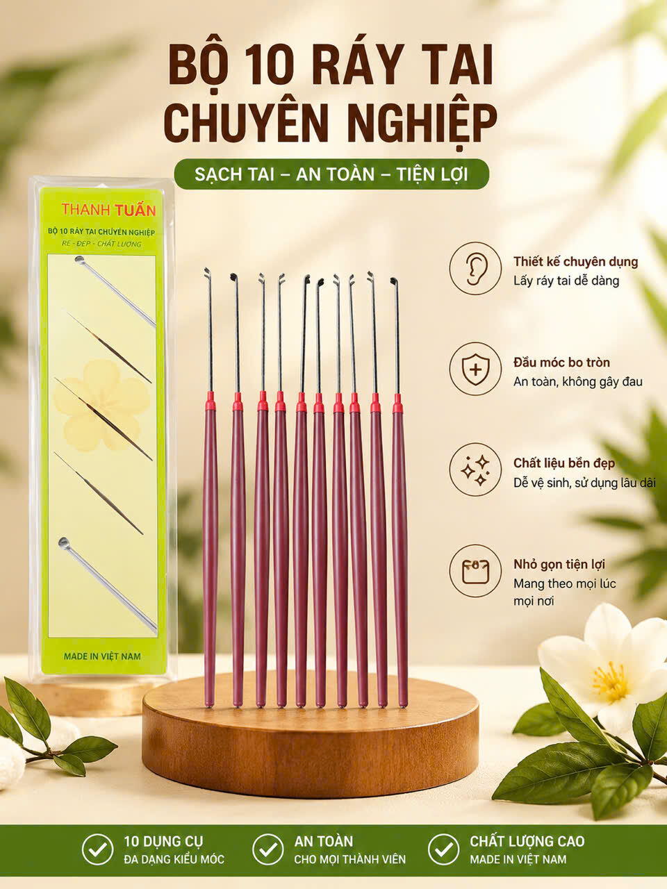 SÉT 10 MÓC TAY NHỰA 20CM