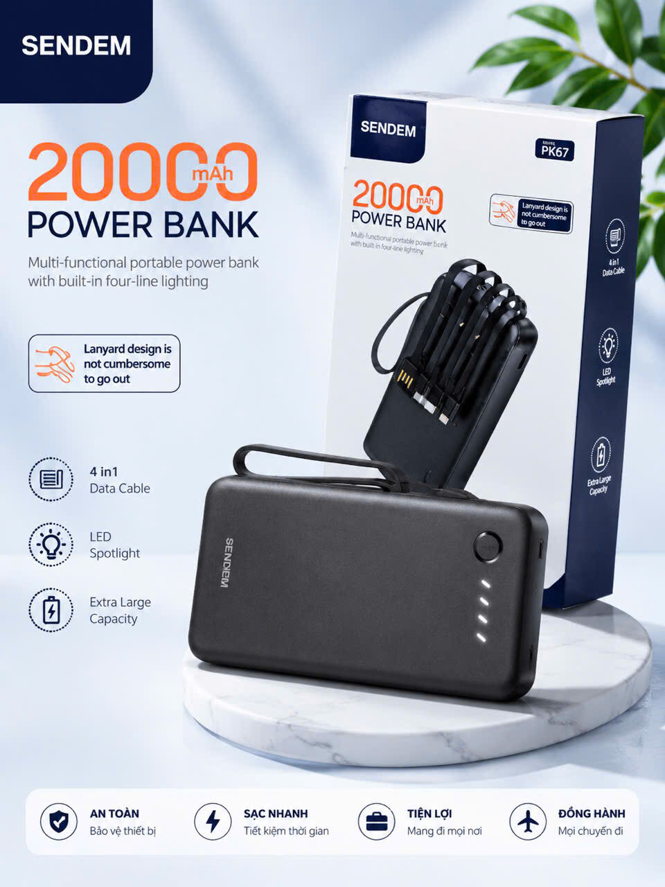 PIN SẠC DỰ PHONG SENDEM 20.000 MAH PK67