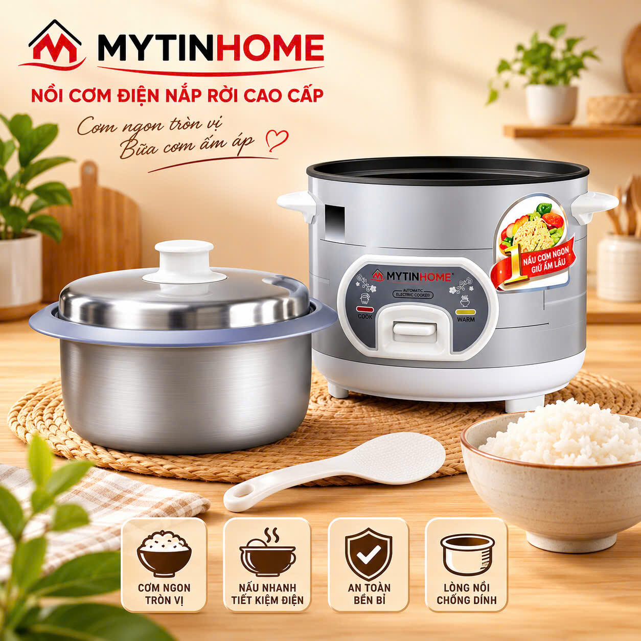 NỒI CƠM ĐIỆN APECHOME RC12S ( 1.2L NẮP RỜI)