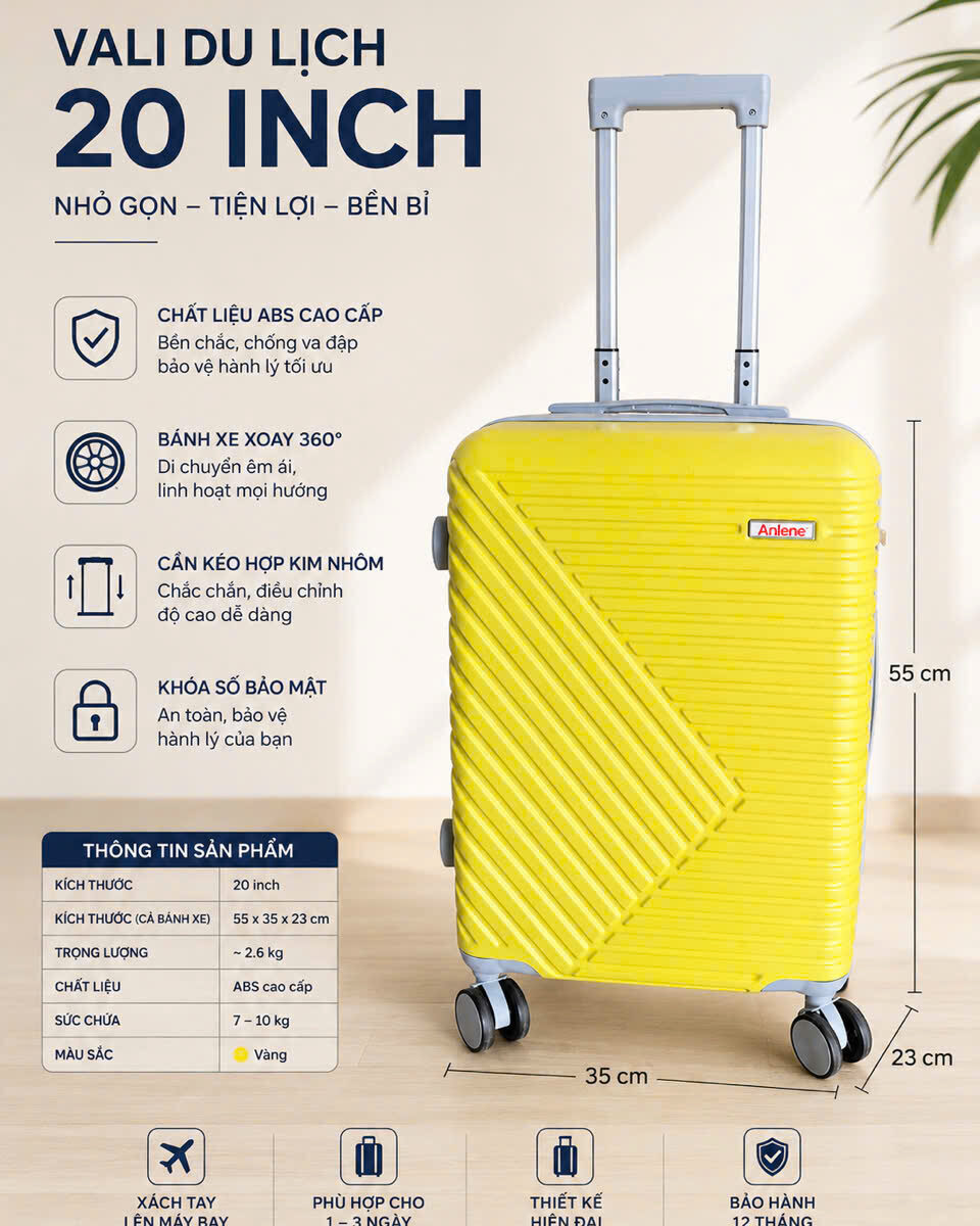 VALI DU LỊCH 20 INCH MILO
