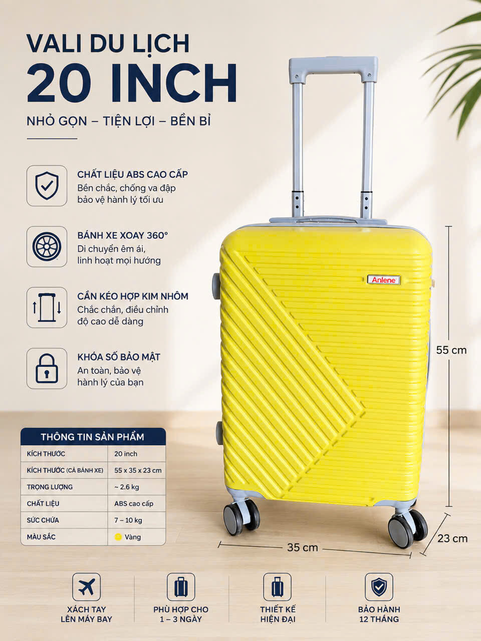 VALI DU LỊCH 20 INCH MILO