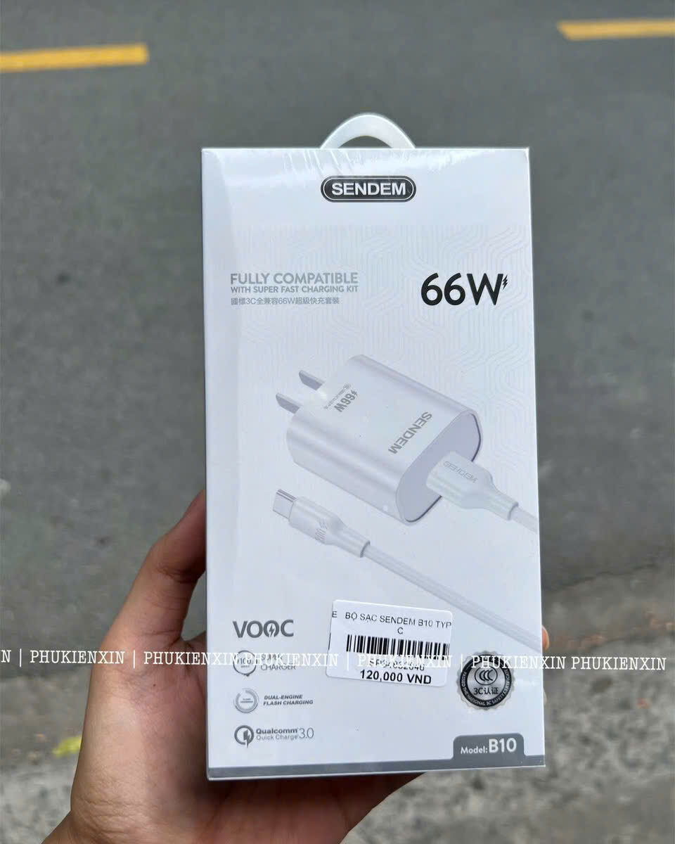 BỘ SẠC SENDEM B10 66W USB-C ( CÓ CÁP)