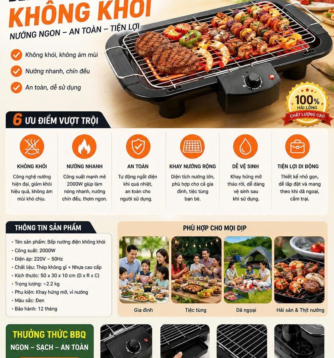 BẾP NƯỚNG ĐIỆN KHÔNG KHÓI BBQ