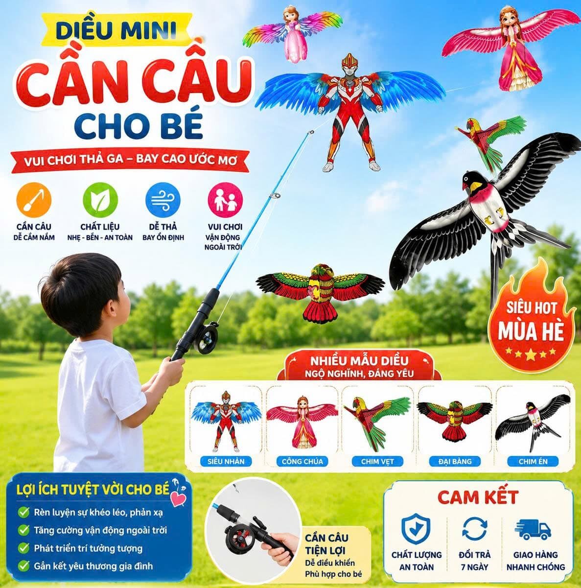 DIỀU CẦN CÂU 3D SIZE CÁNH 50CM