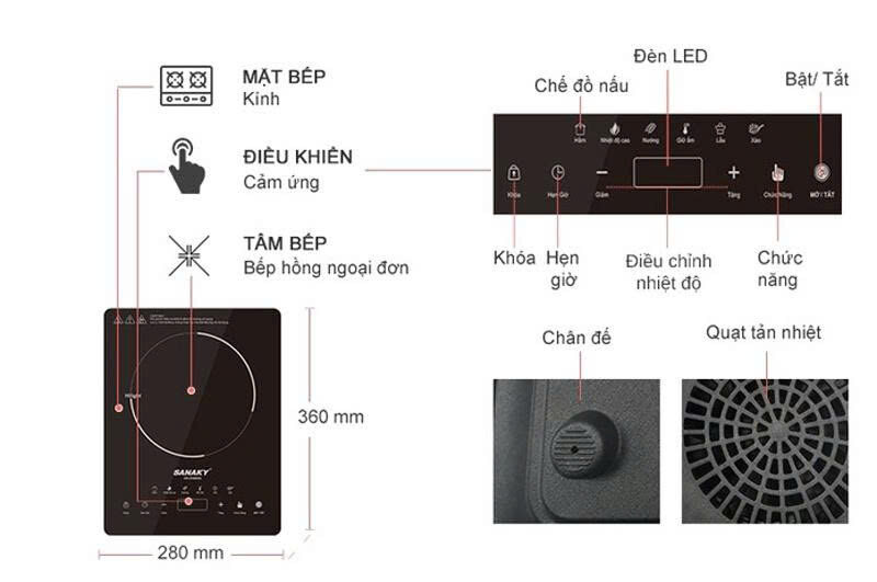 BẾP HÔNG NGOẠI SANAKY 3100HG CẢM ỨNG 4 BẾP HÔNG NGOẠI SANAKY 3100HG CẢM ỨNG - Ảnh 4