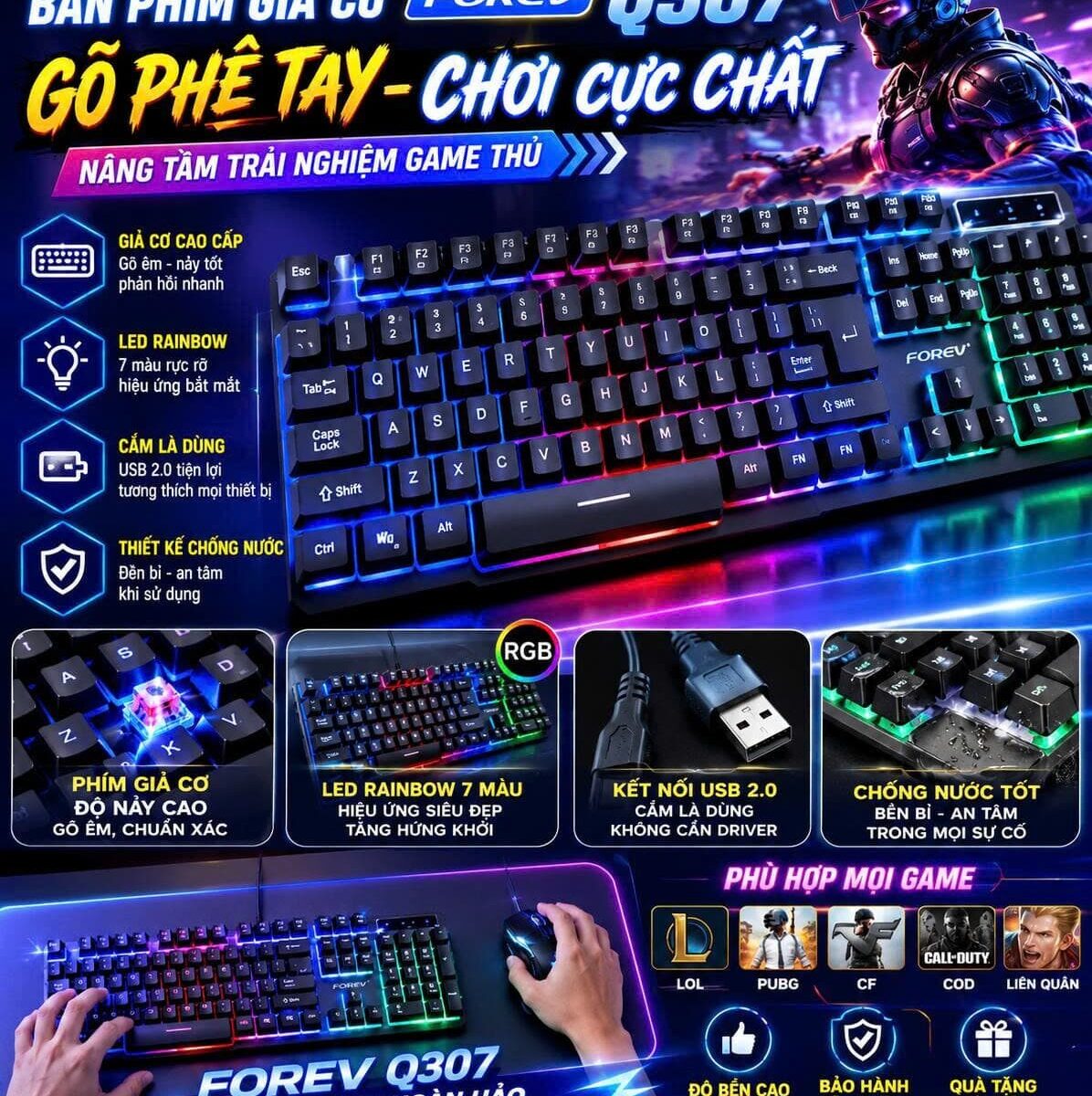 KEYBOARD GIẢ CƠ FOREV Q307