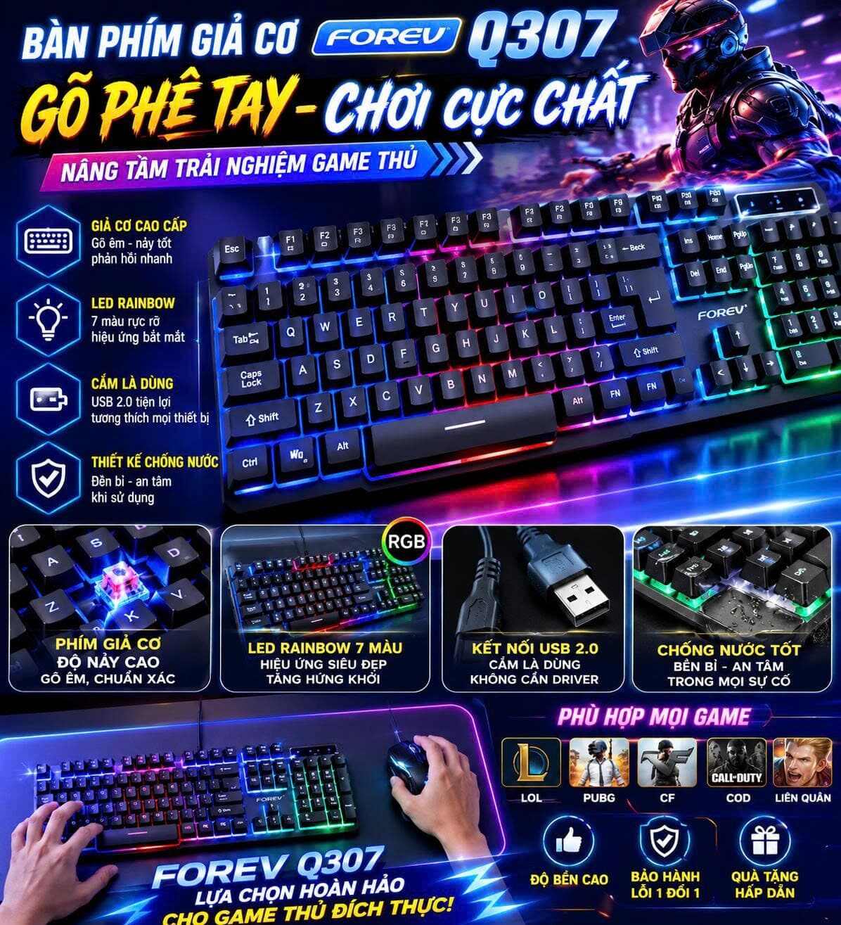 KEYBOARD GIẢ CƠ FOREV Q307