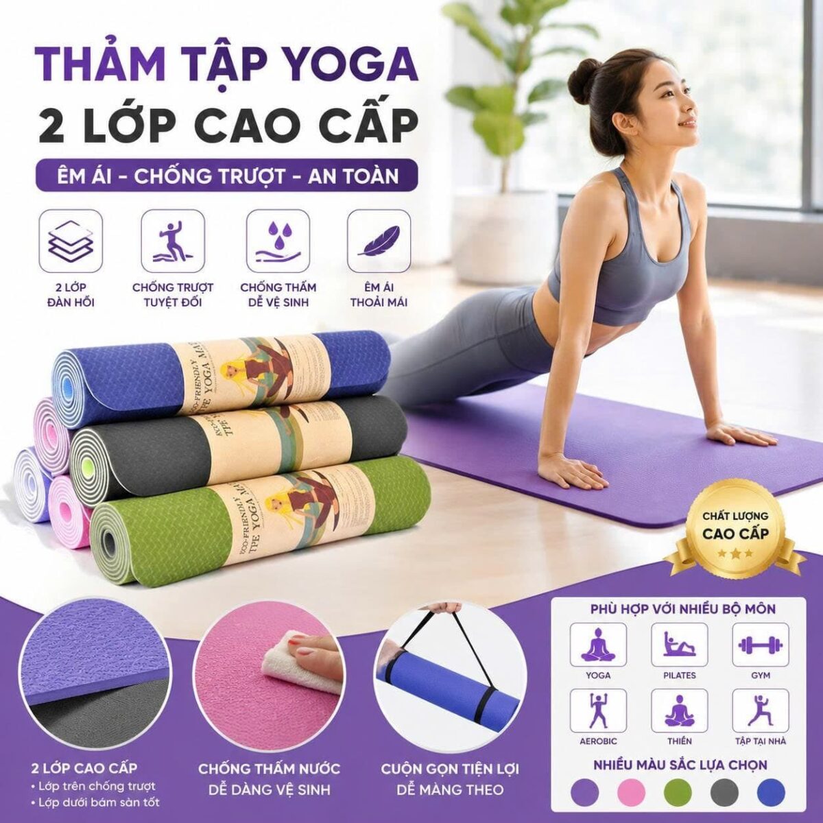 THẢM TẬP YOGA 2 LỚP