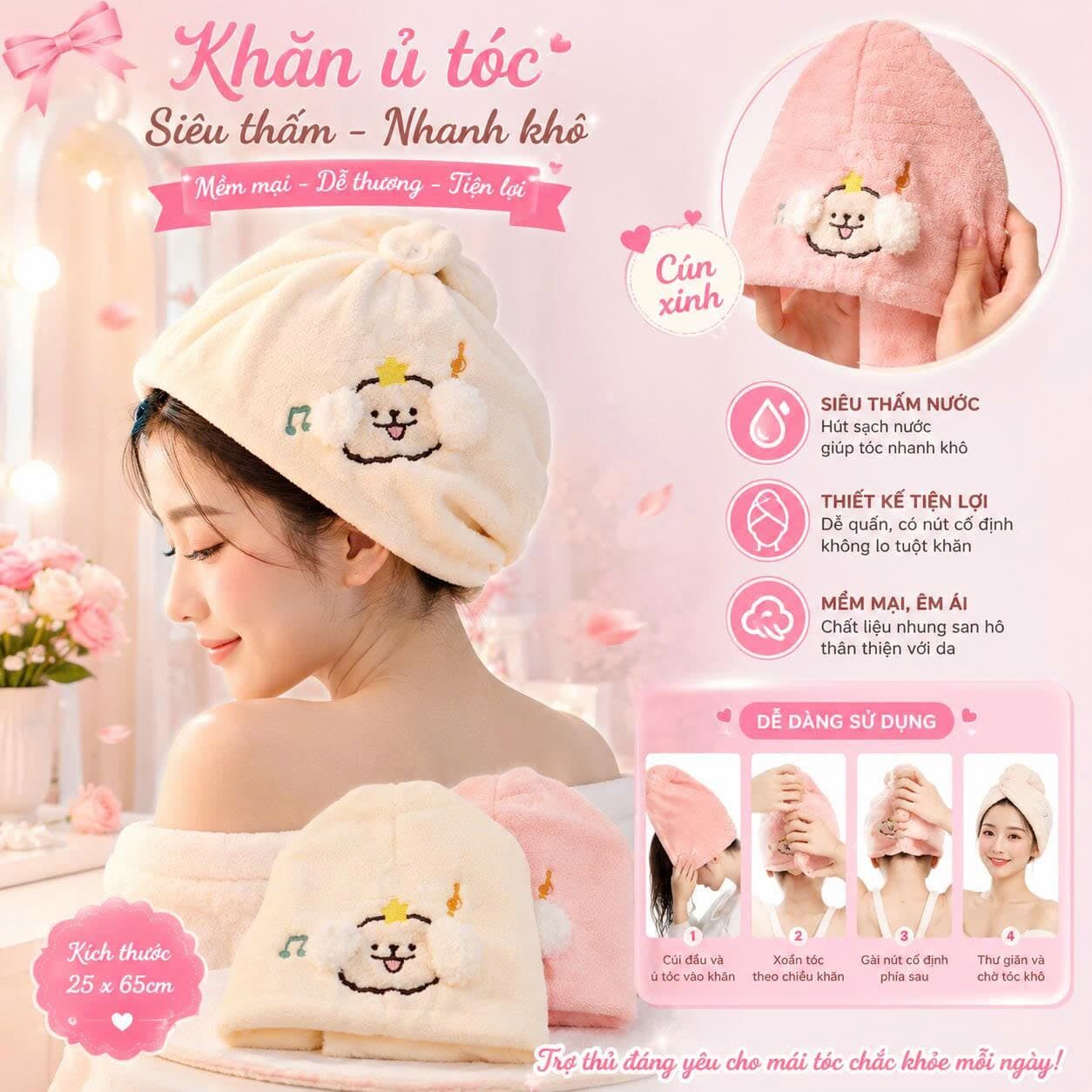 KHĂN Ủ TÓC SIÊU THẤM