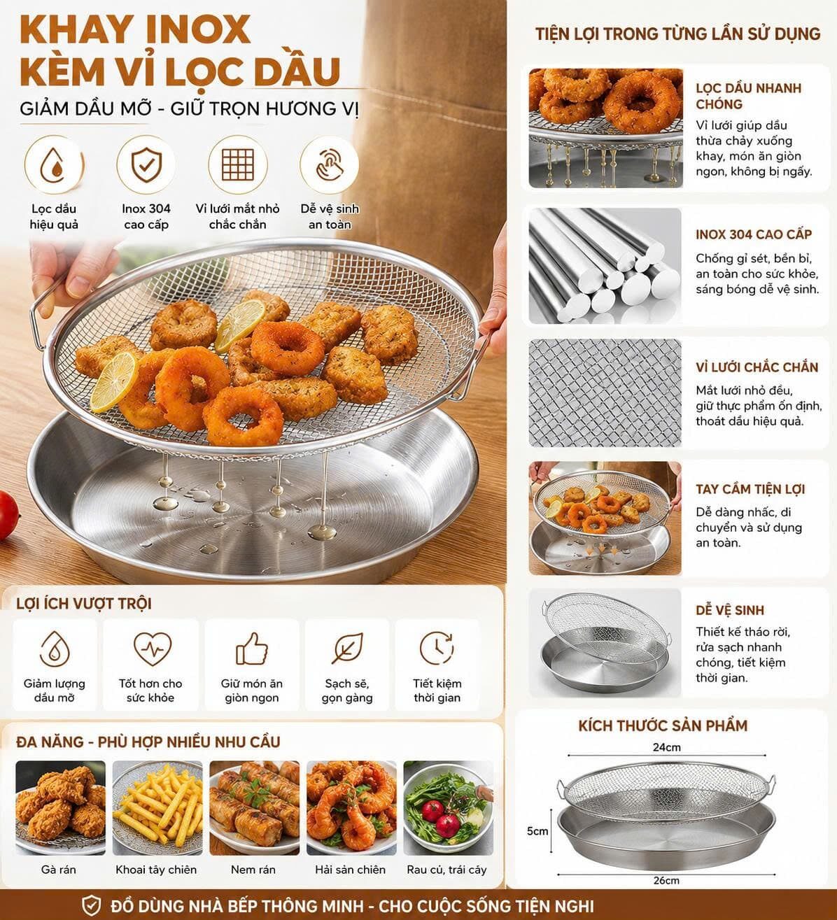 SET KHAY KÈM VĨ LỌC DẦU 20CM