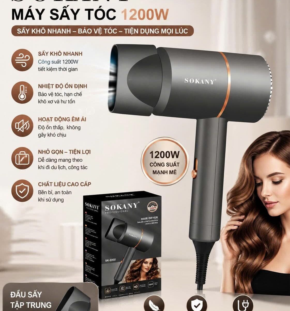 MÁY SẤY TÓC SOKANY 2202 -1200W