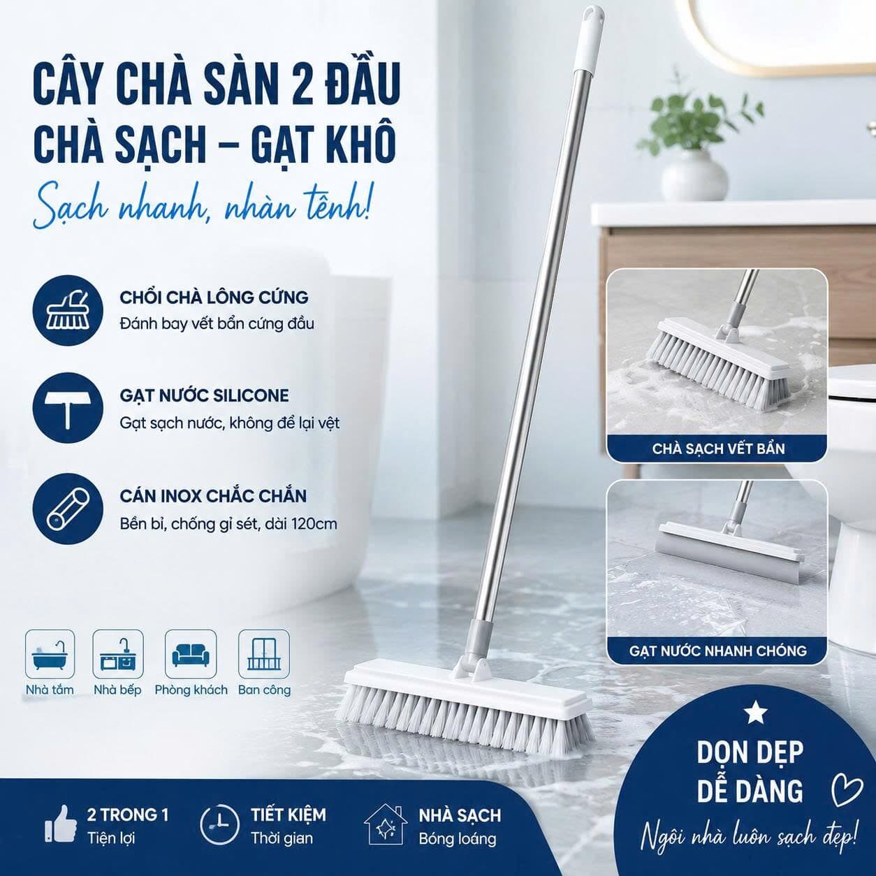 CHỔI CHÀ NHÀ VỆ SINH 2 ĐẦU 115CM (XÁM) 1 CHỔI CHÀ NHÀ VỆ SINH 2 ĐẦU 115CM (XÁM)