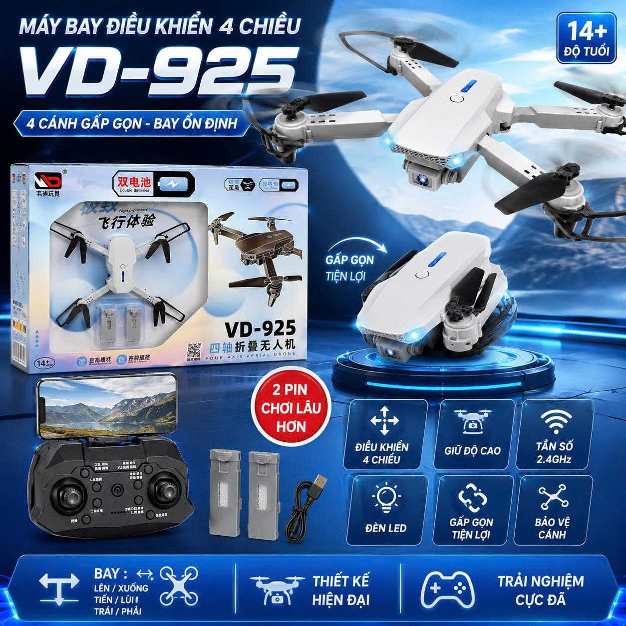 MÁY BAY ĐIỀU KHIỂN 4 CHIỀU VD-925