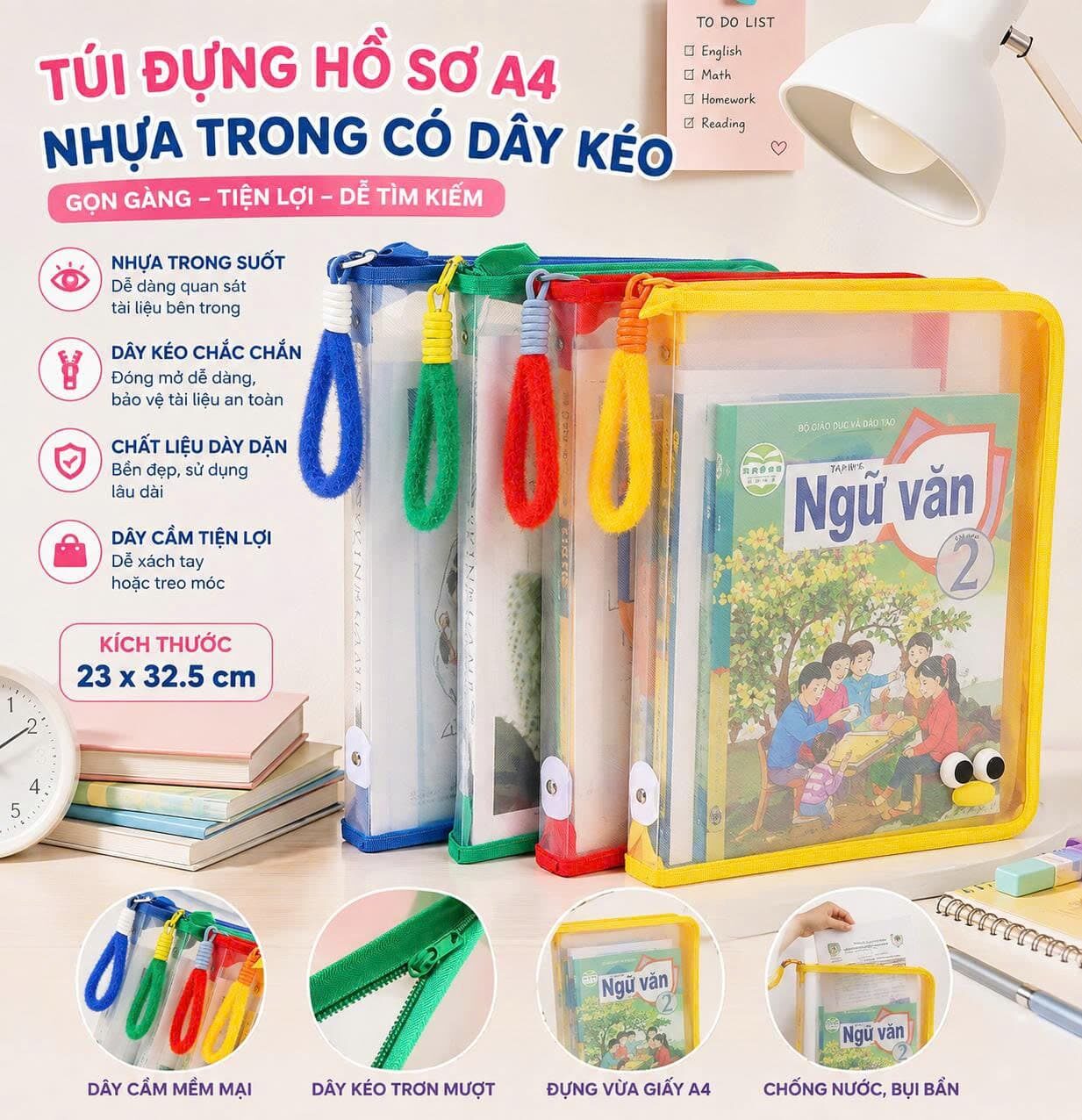 TÚI ĐỰNG HỒ SƠ BẰNG NHỰA CÓ DÂY KÉO