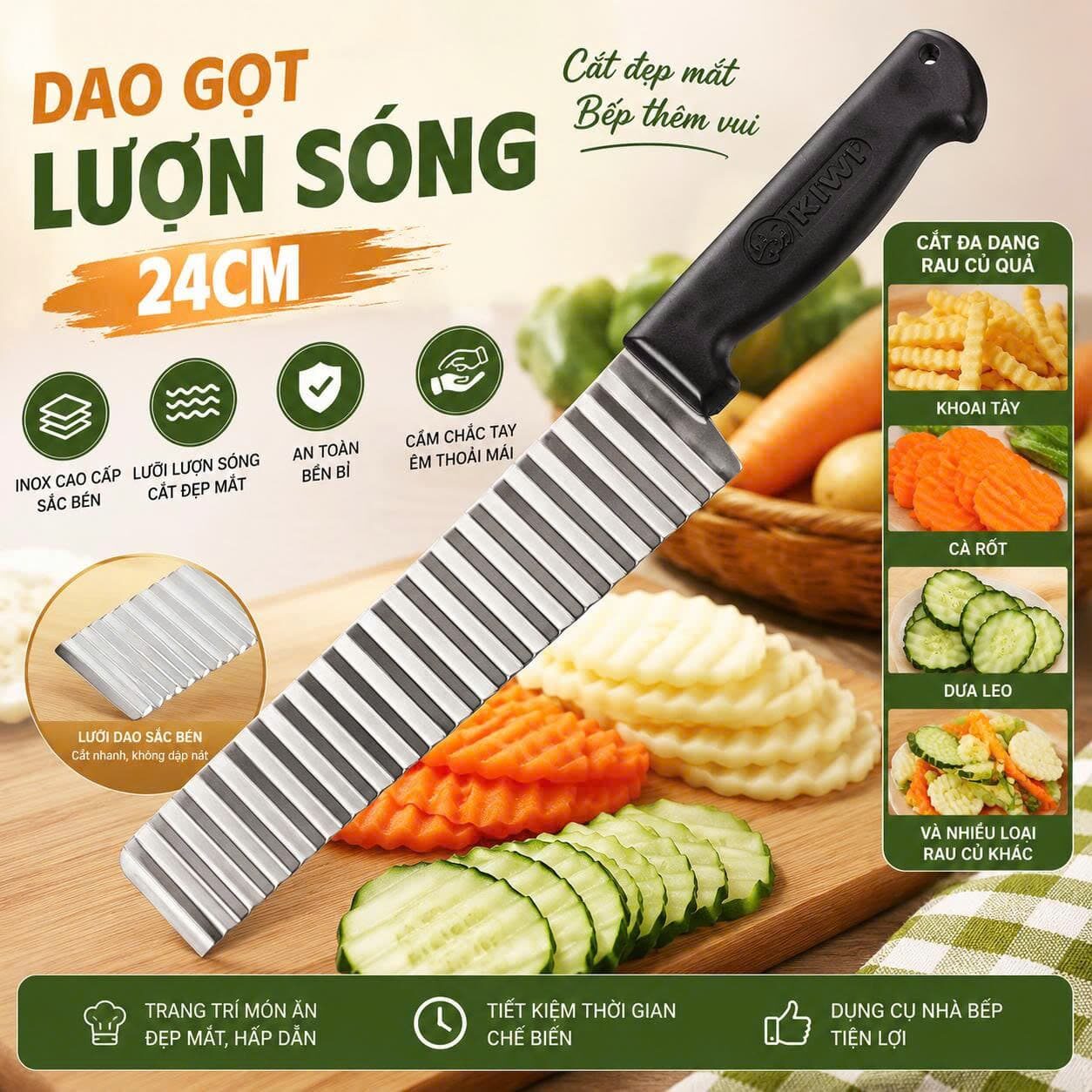 DAO LƯỢN SÓNG GỌT RAU CỦ 24CM