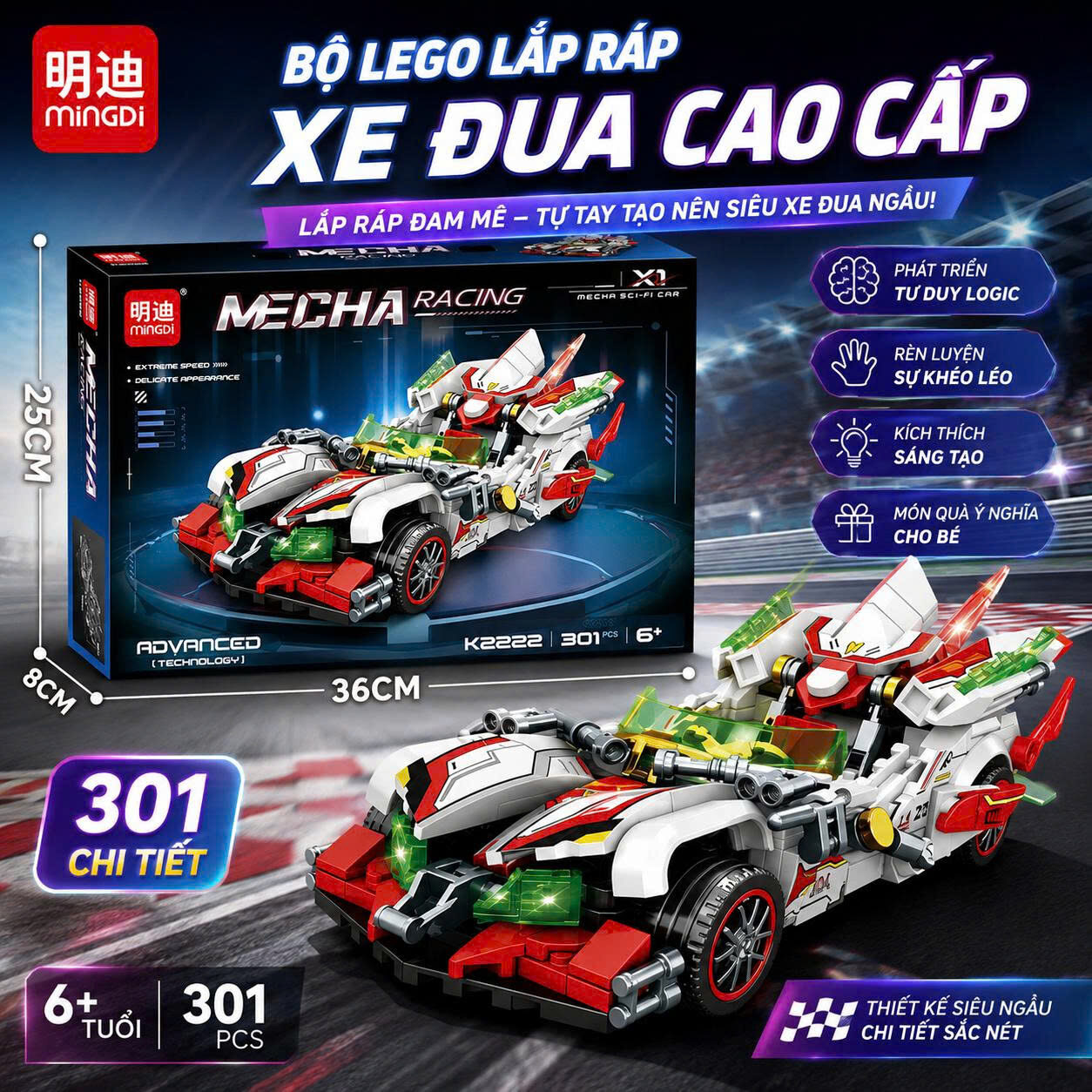 HỘP LẮP RÁP LEGO XE ĐUA CAO CẤP