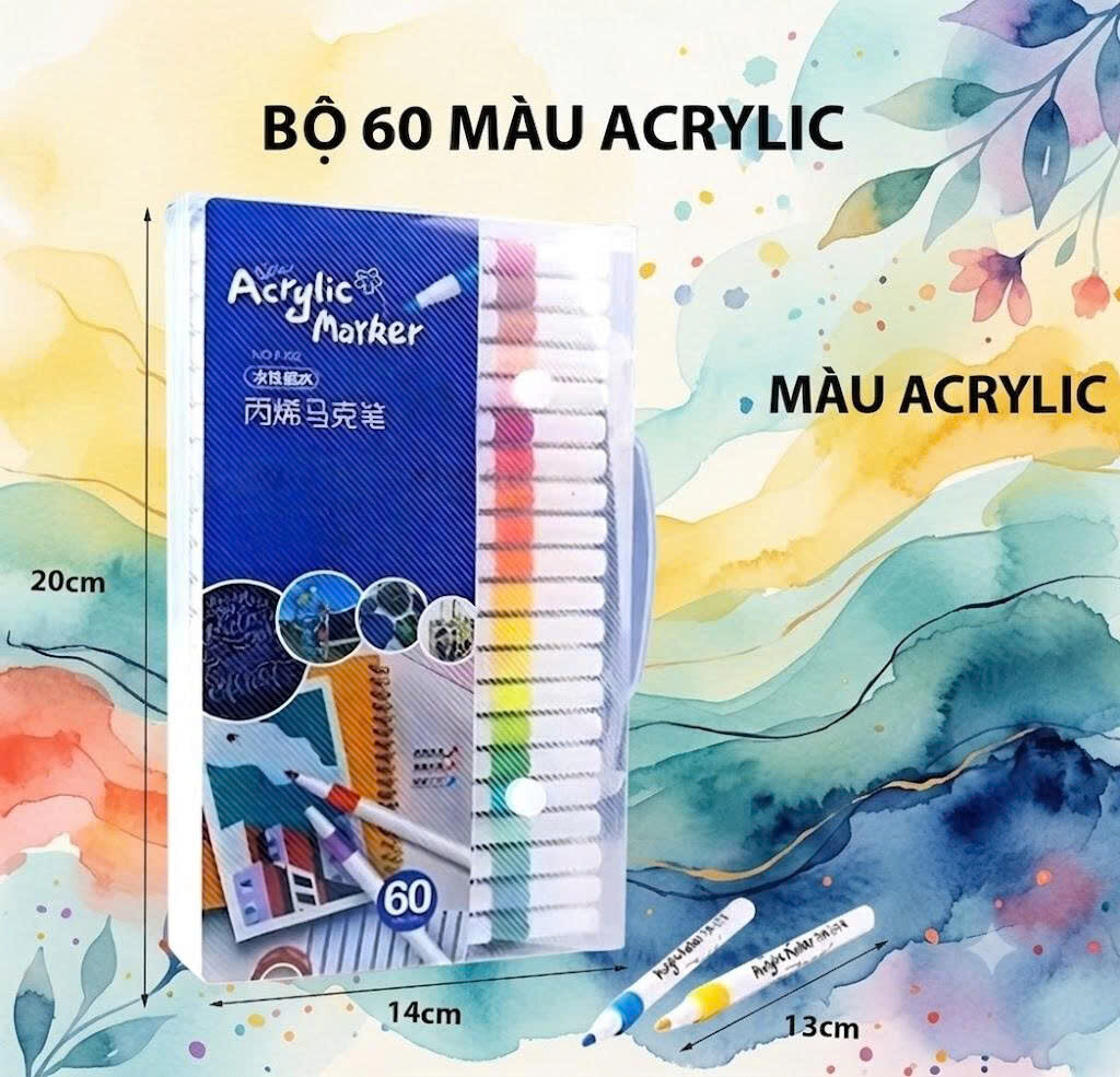 BỘ BÚT CHÌ ACRYLIC 60 MÀU 4 BỘ BÚT CHÌ ACRYLIC 60 MÀU - Ảnh 4